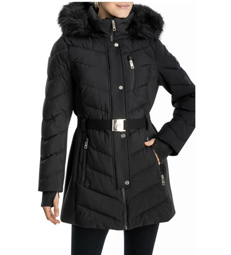 michael kors plus size winter jacket with belt|Michael Kors black jacket women's.